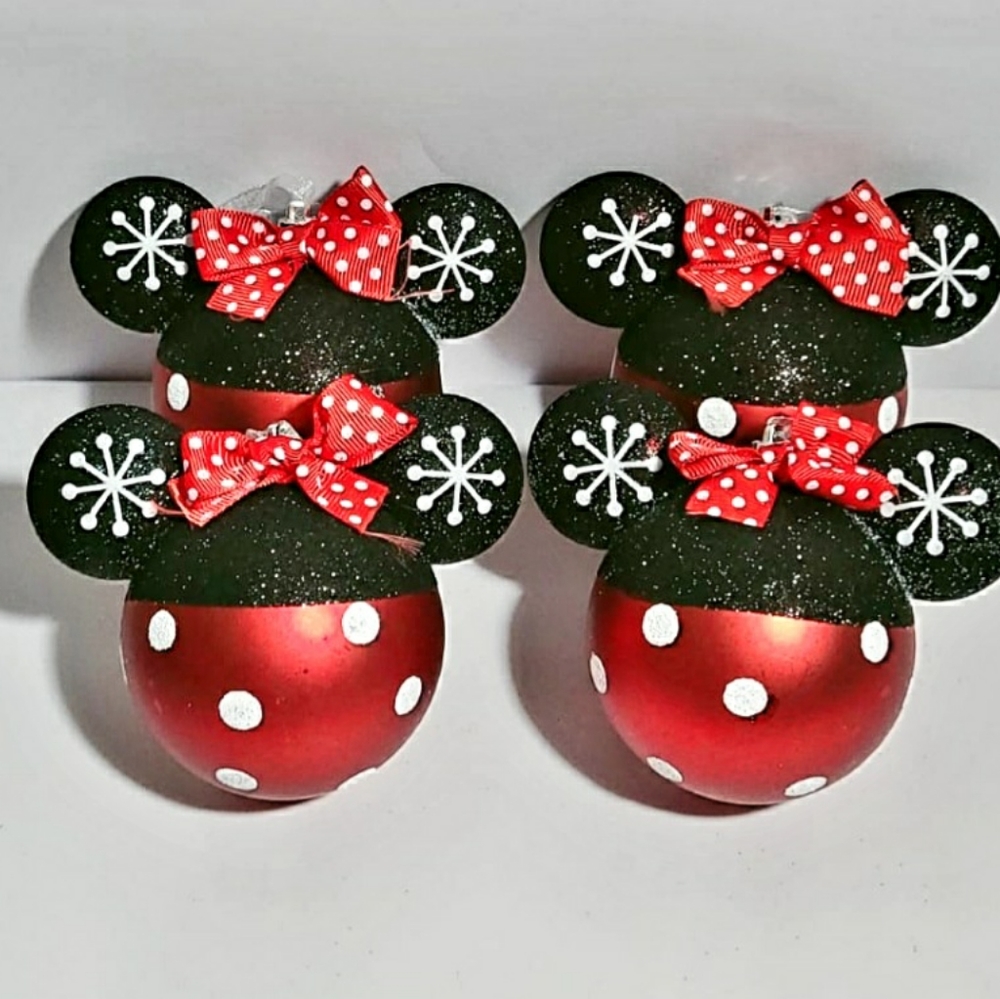 Disney Minnie Mouse Christmas Ornaments 4pz